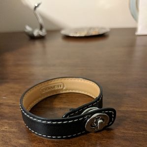 Black Leather Coach Bracelet